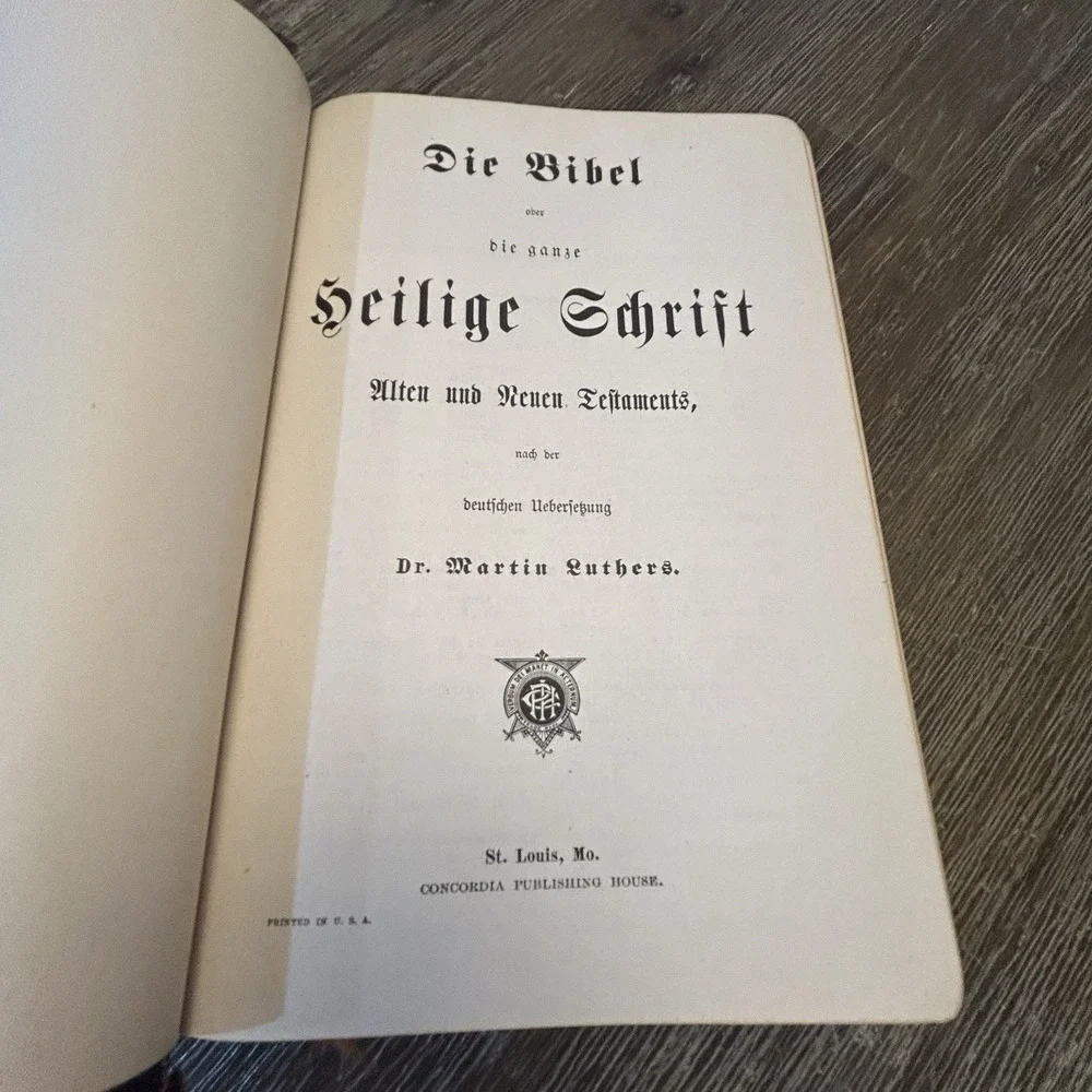 Antique German Martin Luther Bible Die Bibel Concordia St Louis Gilt Edges